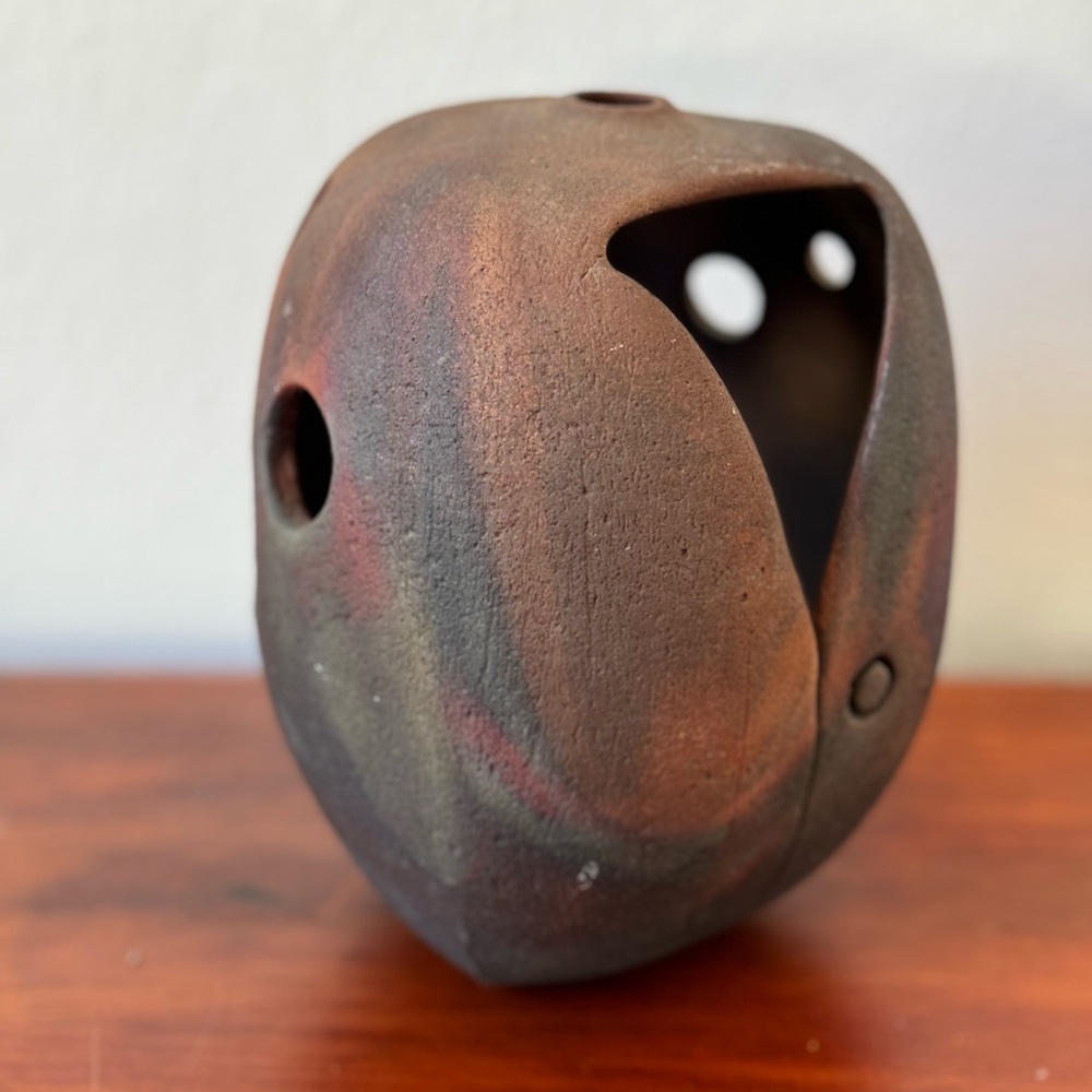 Vintage Signed Jerry Lee Organic Minimalist Raku Vase or Object